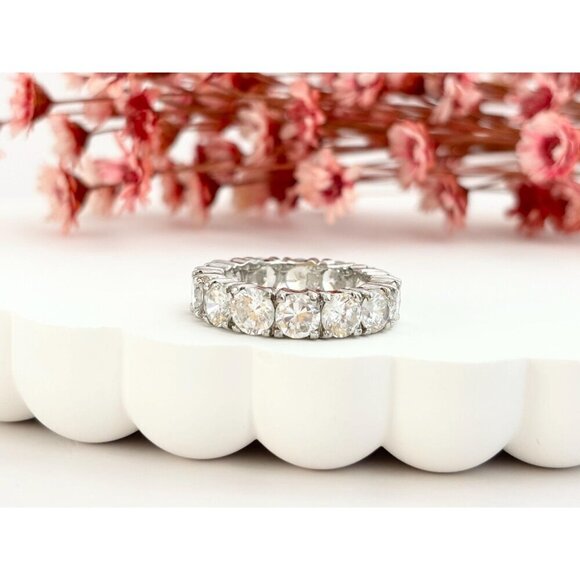 Chunky 360 degree Multi Gemstoned Vintage Sterling Silver Style Ring - sz 5.75 - Picture 6 of 10